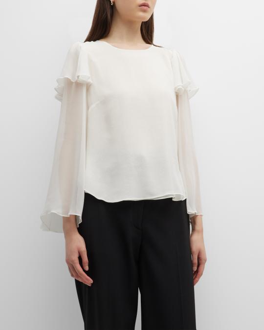 rebecca taylor metallic chiffon ruffle dress Rebecca Taylor Ruffle Silk Chiffon Dress