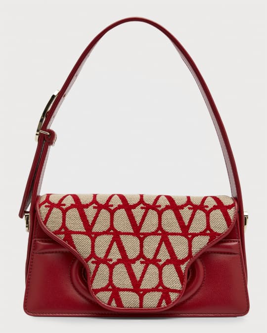 RED Valentino Butterfly Red Leather Small Ruffle Shoulder Bag