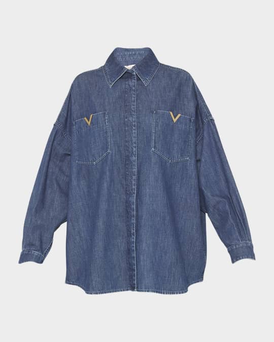 注目 Shirt Denim Chambray V-Logo Garavani Valentino | Marcus Neiman トップス