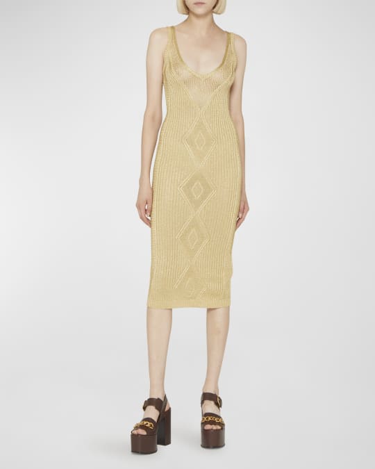 Valentino Garavani Abito Maglia Metallic Knit Midi Dress | Neiman Marcus