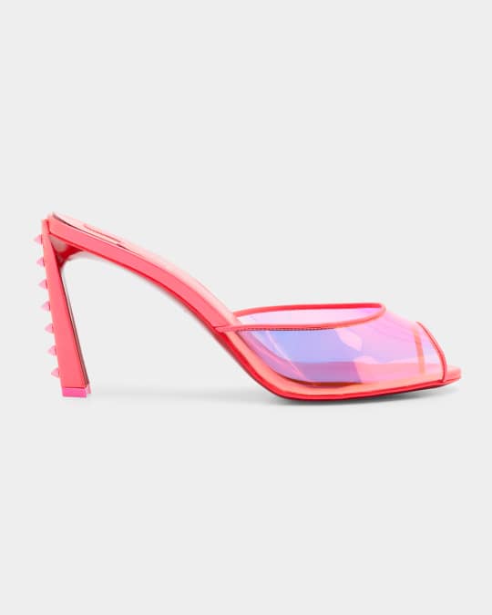 Christian Louboutin Iridescent Spike Red Sole Mule Sandals