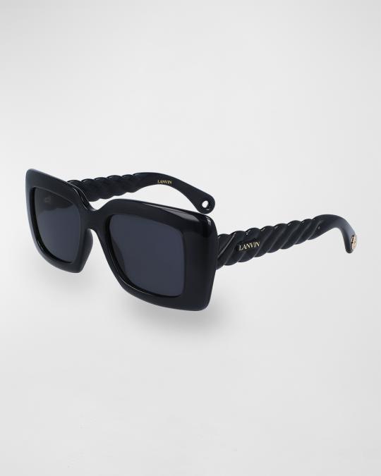 Lanvin Babe Twisted Rectangle Plastic Sunglasses | Neiman Marcus display picture 1