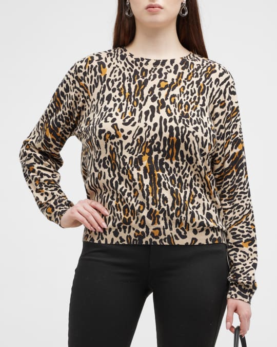 Plus Size Leopard Print Cashmere Blend Sweater