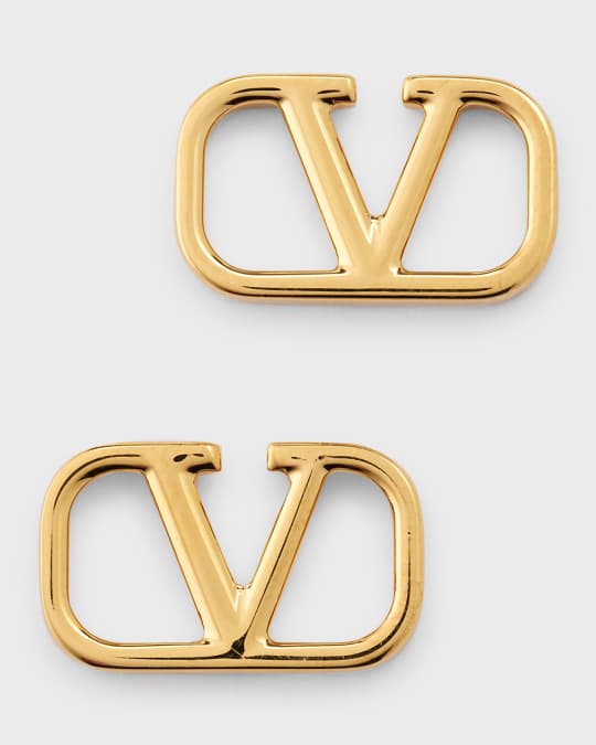 V Logo Stud Earrings in Gold - Valentino