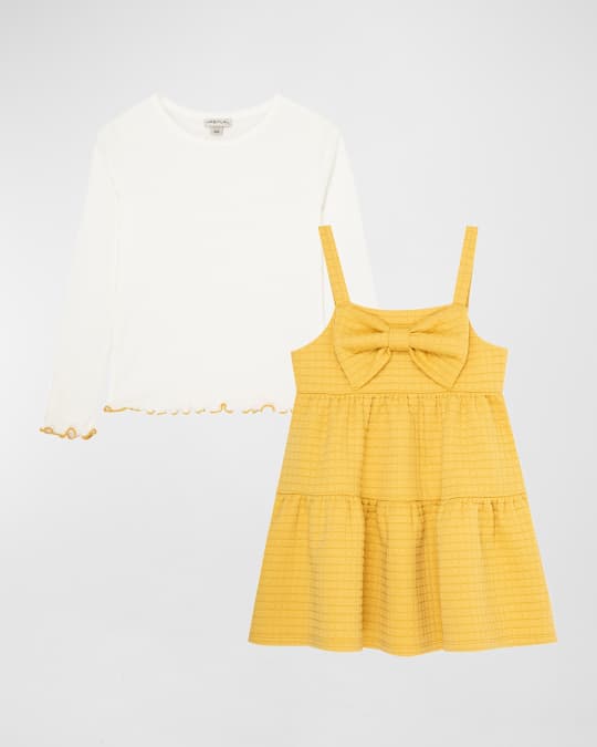 Habitual Girl's Quilted Dress W/ Lettuce Trim Top, Size 26X Neiman