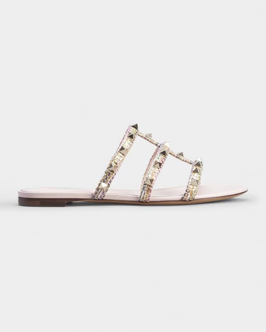 Rockstud Caged Multicolored Flat Sandals