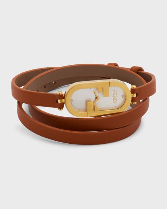 Fendi O'Lock Vertical Oval Calf Leather Wrap Watch | Neiman Marcus