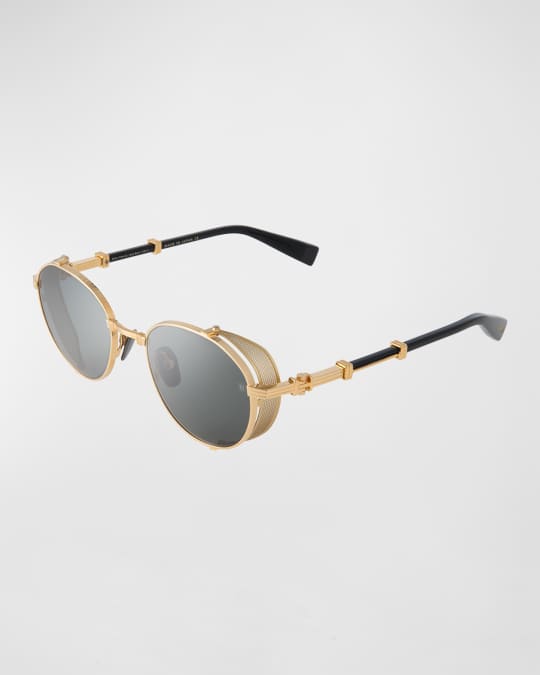 Balmain Imperial Acetate & Titanium Rectangle Sunglasses, Amb-Gld, Women's, Sunglasses Square Sunglasses