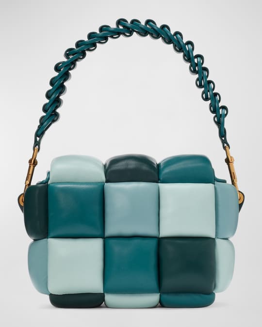 multicolor padded lambskin top handle bag
