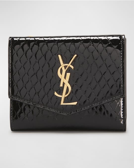 Saint Laurent YSL Python-Embossed Compact Wallet