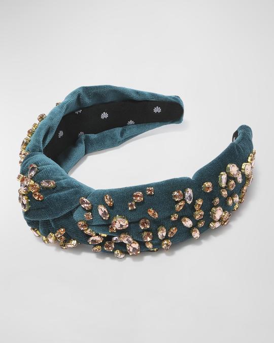 Lele Sadoughi Embellished Velvet Knotted Headband | Neiman  display picture 2