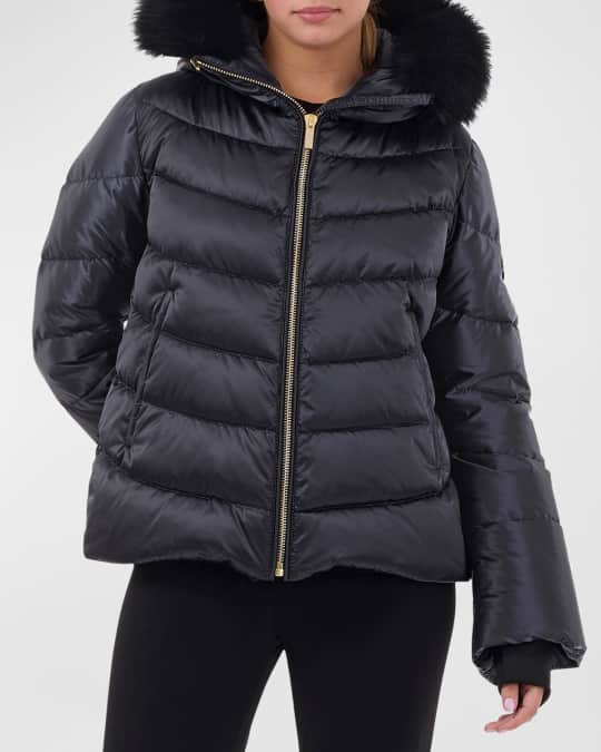 Gorski Hooded Apres Ski Jacket w Detachable Lamb Shearling Trim
