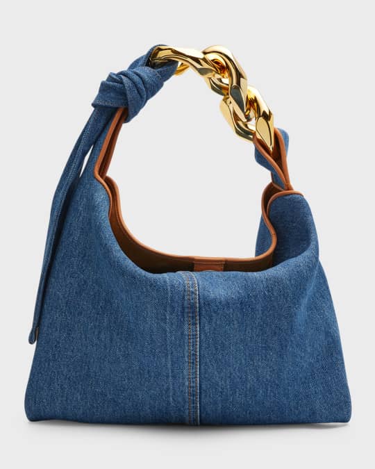 Small Denim Chain Hobo Bag