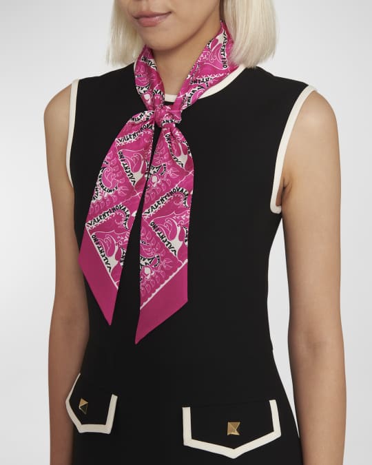 Valentino Garavani Manifesto Silk Twill Skinny Scarf - Main Image