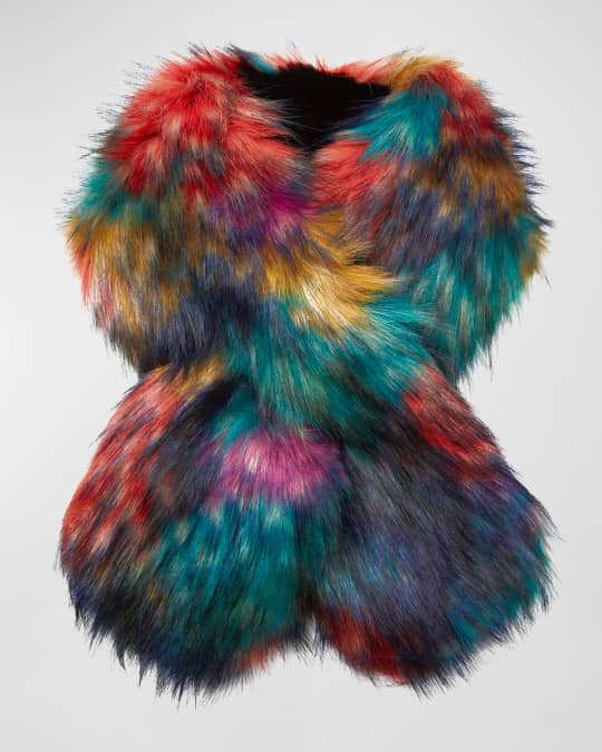 Multi Color Faux Fur Pull Through Scarf