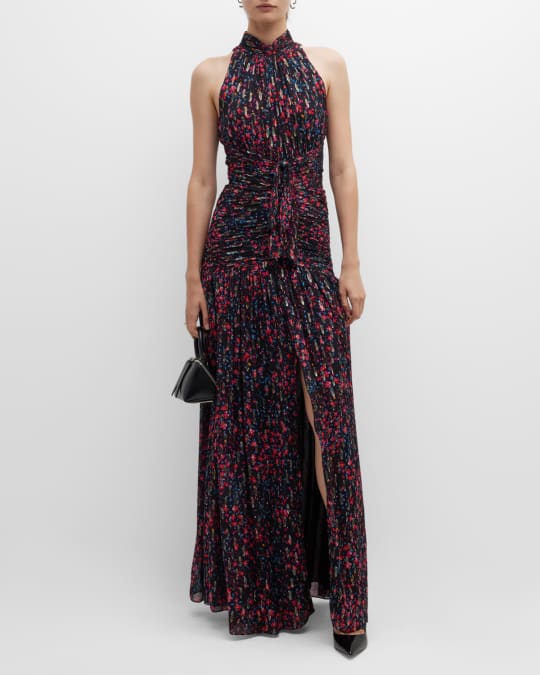Shoshanna Metallic Detail Floral Evening Gown | Neiman Marcus