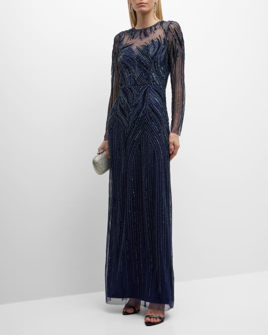 Neiman marcus long sleeve evening hot sale gowns