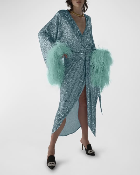 slim fit dress slacks Sequin Wrap Midi Dress main image 0