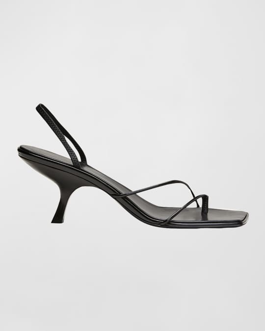 THE ROW Rai Patent Leather Strappy KittenHeel Sandals Neiman Marcus