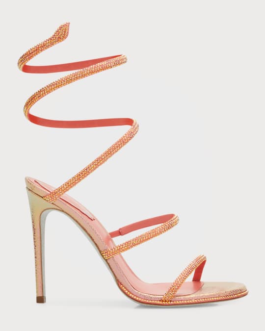 Snake Wrap Satin Sandals