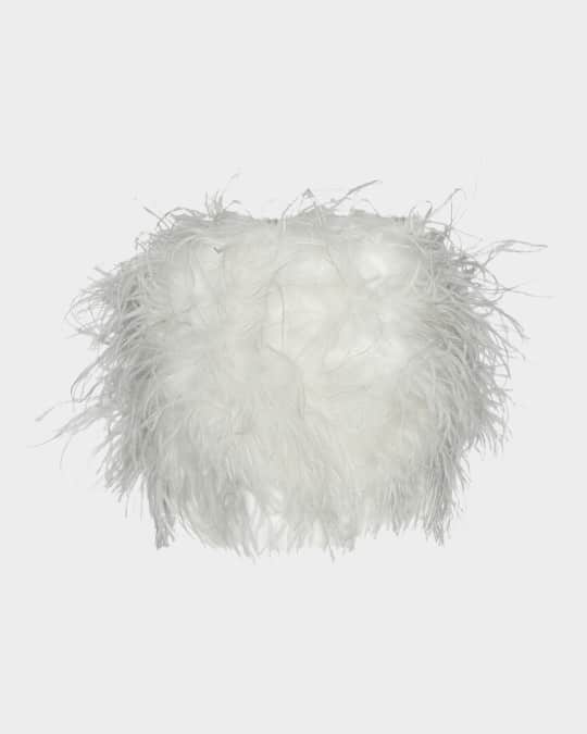 LaMarque Zaina Strapless Ostrich-Feather Crop Top | Neiman Marcus