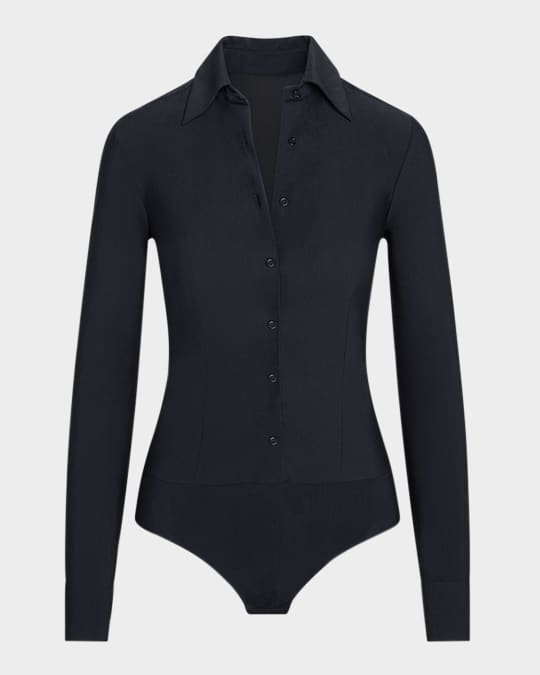 Button-Front Oxford Bodysuit