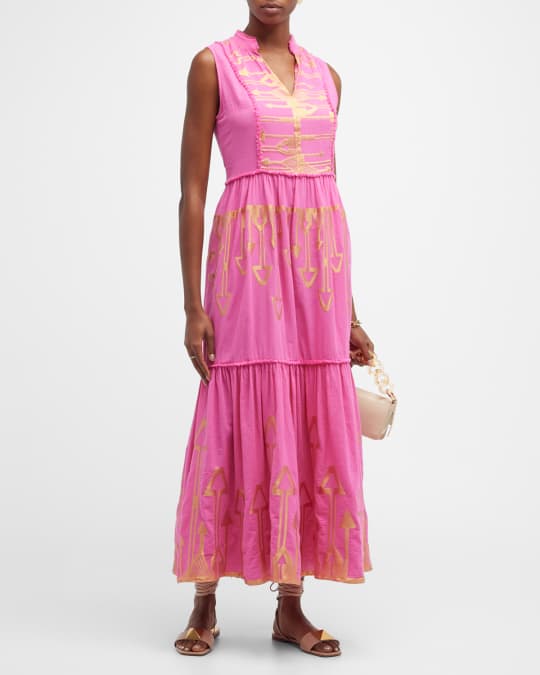 LACE The Label Sleeveless Embroidered Tiered Maxi Dress Neiman Marcus