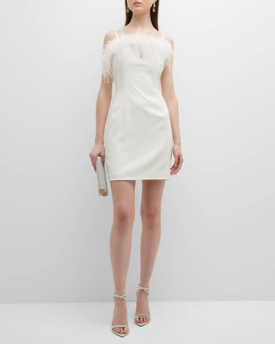 Aidan by Aidan Mattox Feather Trim Mini Dress | Neiman Marcus