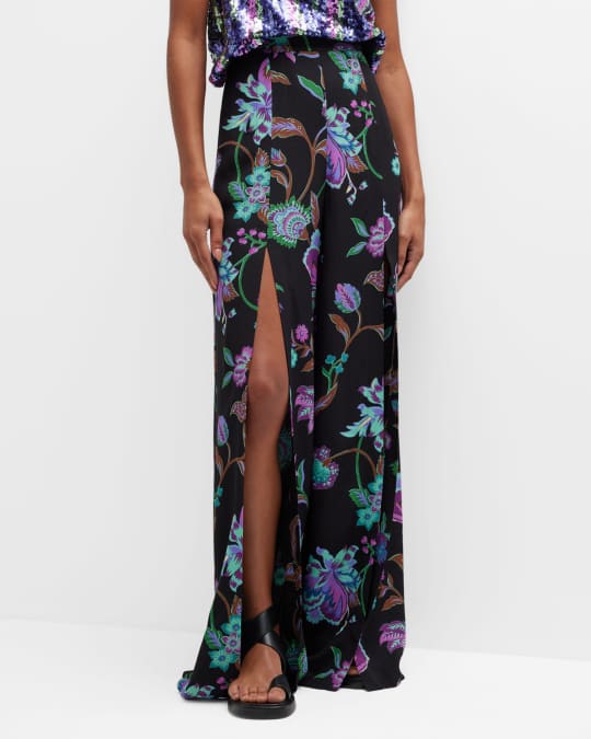 ETRO floral-jacquard satin trousers - Purple