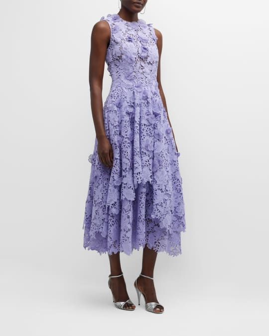 Jason Wu Collection Floral Guipure Lace Midi Dress | Neiman Marcus