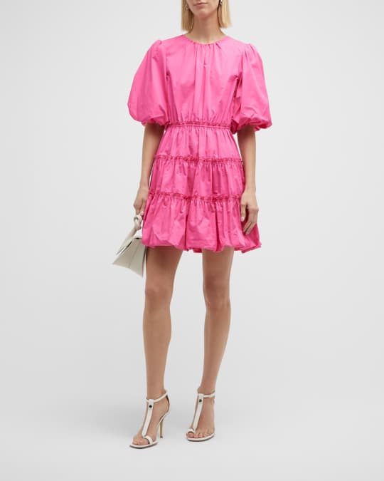 Jason Wu Tiered Balloon-Sleeve Poplin Mini Dress | Neiman Marcus