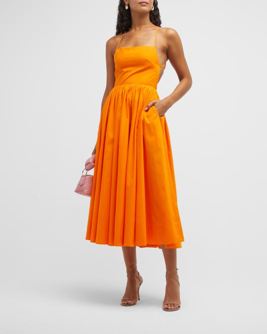 jason wu orange dress Jason Wu Orange Knit Top Tie Detail Tiered Sleeveless Midi Dress Women  Medium