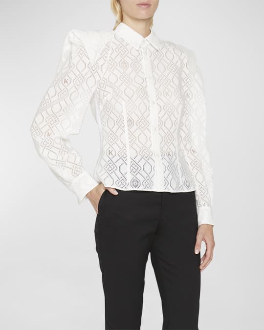 Koche Monogram Button-Front Boxy Shirt | Neiman Marcus