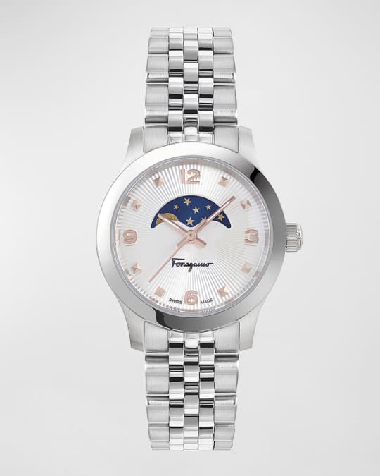 Ferragamo Ferragamo Duo Moonphase Watch with Bracelet Strap Stainless Steel Neiman Marcus