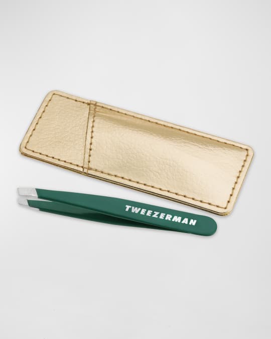 Tweezerman Emerald Shimmer Mini Slant Tweezer with Case Neiman Marcus