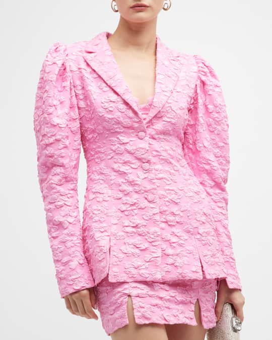 open lace back dress PRETTY IN PINK OFF THE SHOULDER BLAZER DRESS – AKIRA main image 1