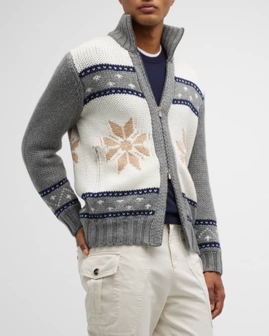 Brunello Cucinelli Men s Snowflake Cashmere Cardigan Sweater