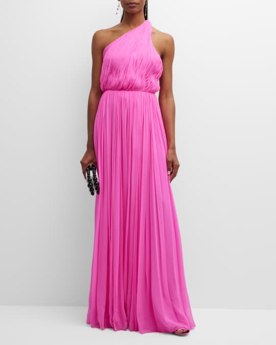 strapless open back dress Adam Lippes - Sequined Chiffon Gown - Pastel Pink