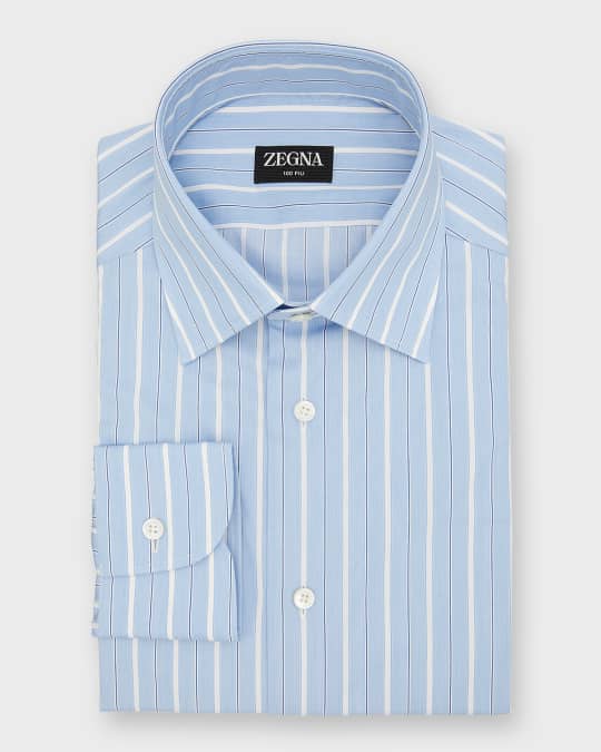 ZEGNA Men's 100 Fili Cotton Stripe Dress Shirt | Neiman Marcus