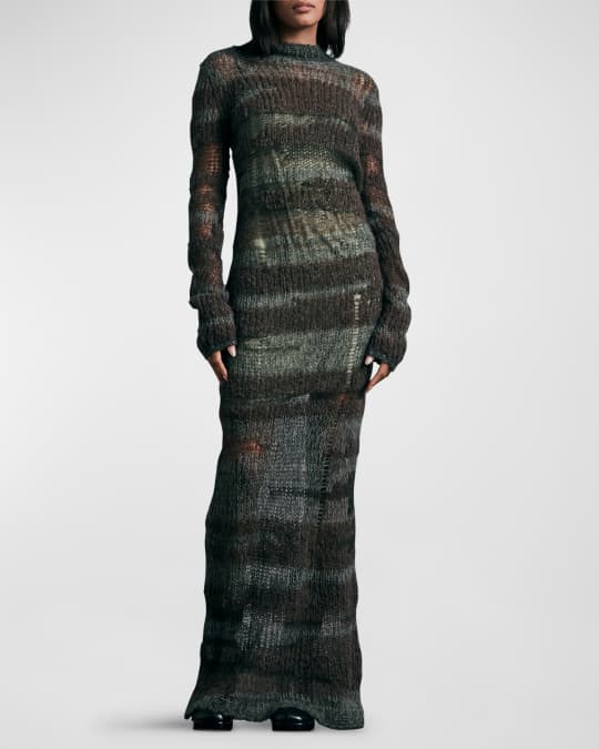 Rag & Bone Lillian Striped Open-Knit Maxi Dress | Neiman Marcus