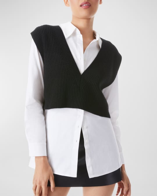 Alice & Olivia ORLY SWEATER VEST COMBINATION TOP