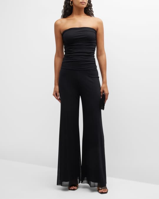 Fuzzi Strapless Ruched Tulle Jumpsuit | Neiman Marcus