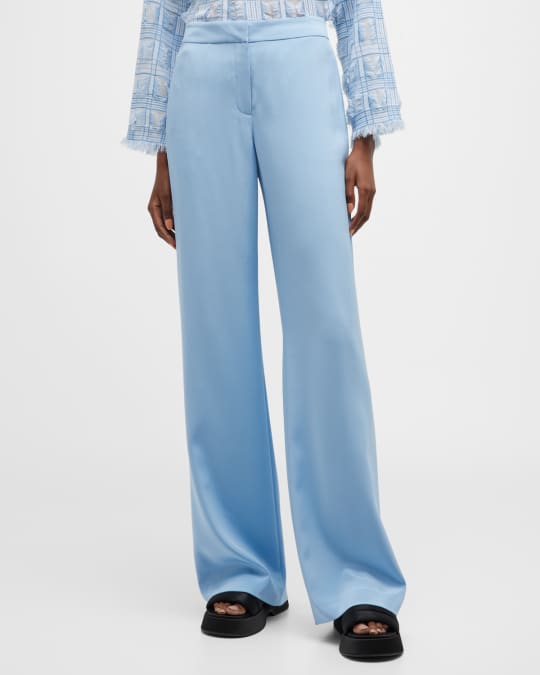 Lafayette 148 New York Dalton Wide Leg Stretch Silk Pants Neiman