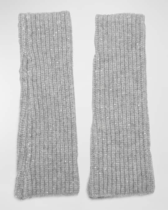 Amalia Sequin Ribbed Wool-Blend Gloves 