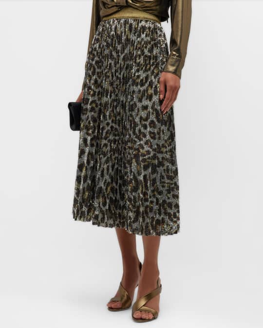 Sequin leopard midi skirt sale