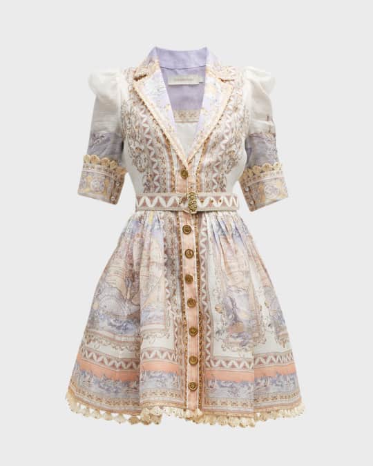 ジマーマン　HIGH TIDE MINI DRESS シルクドレス ワンピース NWT $1,950 Zimmermann High Tide Tuxedo Mini Dress Lilac Pink AU1 S