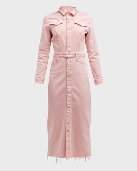 MOTHER The Cover Up Button-Front Denim Midi Dress | Neiman Marcus