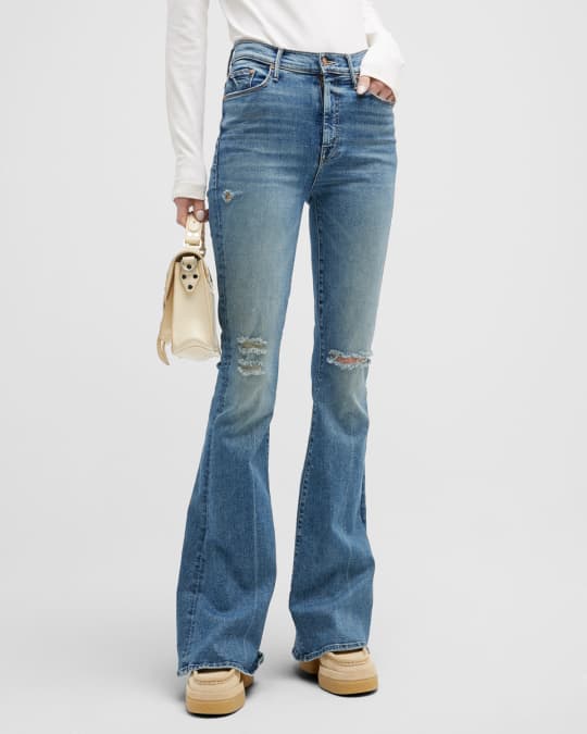 MOTHER The Super Cruiser Distressed Flared Jeans Neiman Marcus