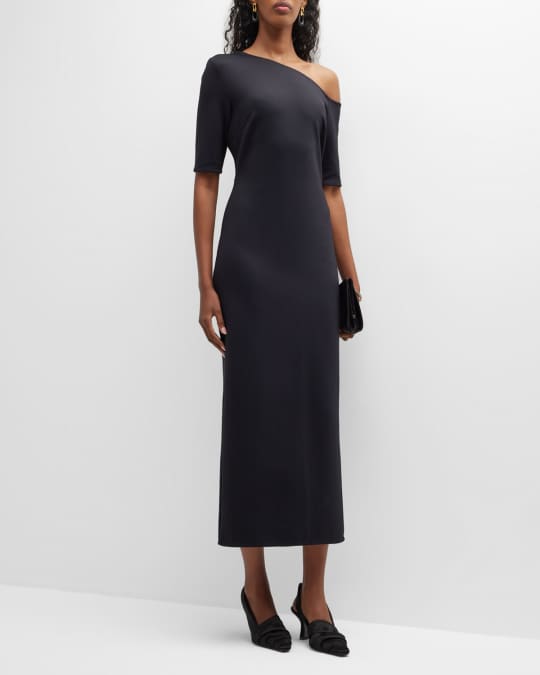One Shoulder Short Sleeve Midi Dress