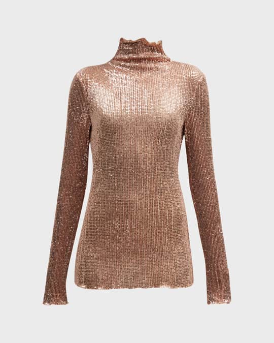 Sequin mock 2025 neck top